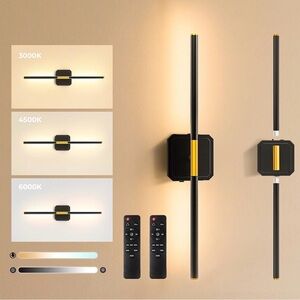 Battery Operated Wall Sconces Set of 2, Detachable 360° Rotate Wall Lamps